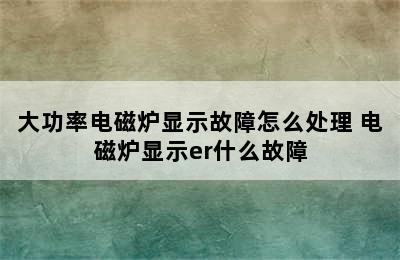 大功率电磁炉显示故障怎么处理 电磁炉显示er什么故障